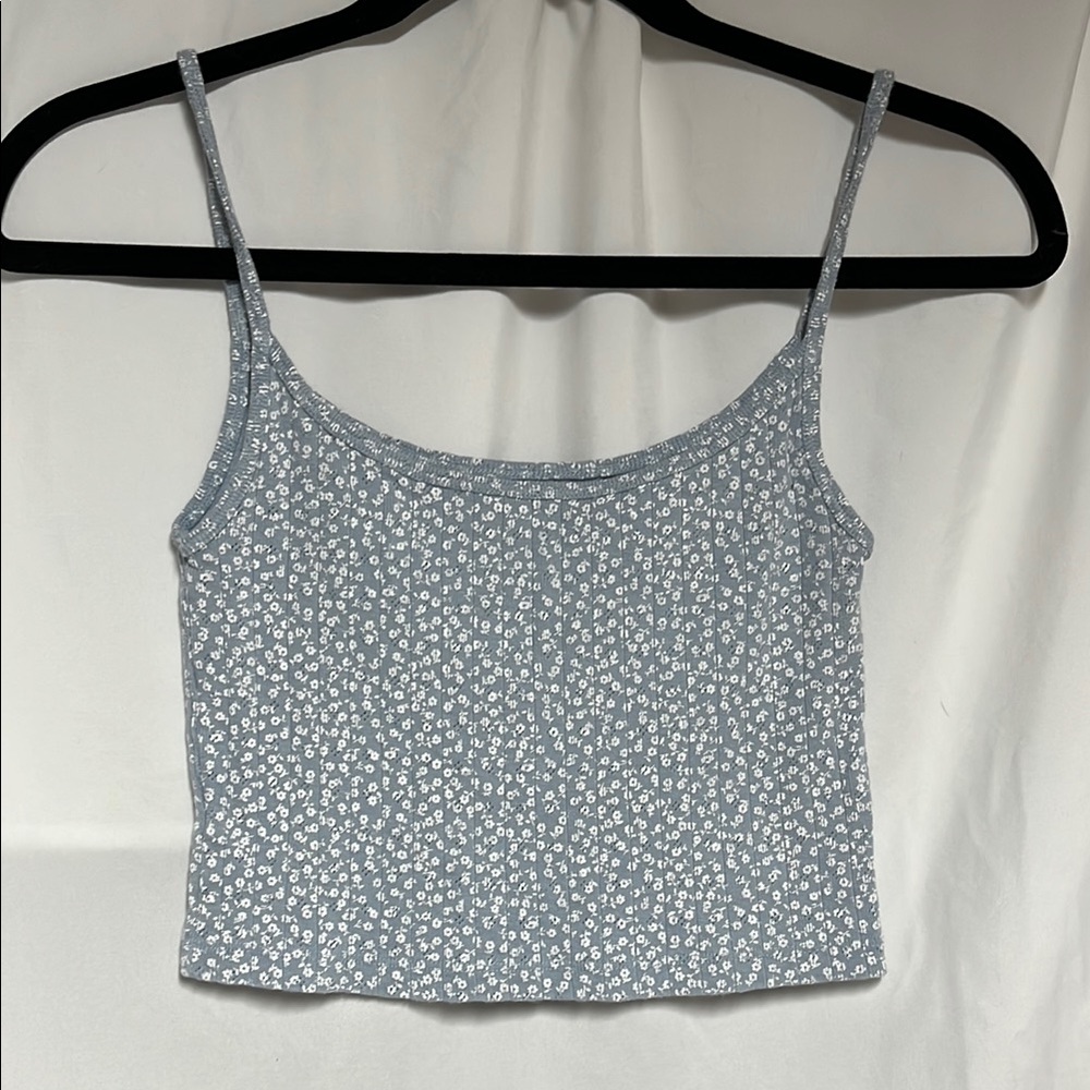 John Galt PAC Sun blue flowered cotton crop tank sz med
